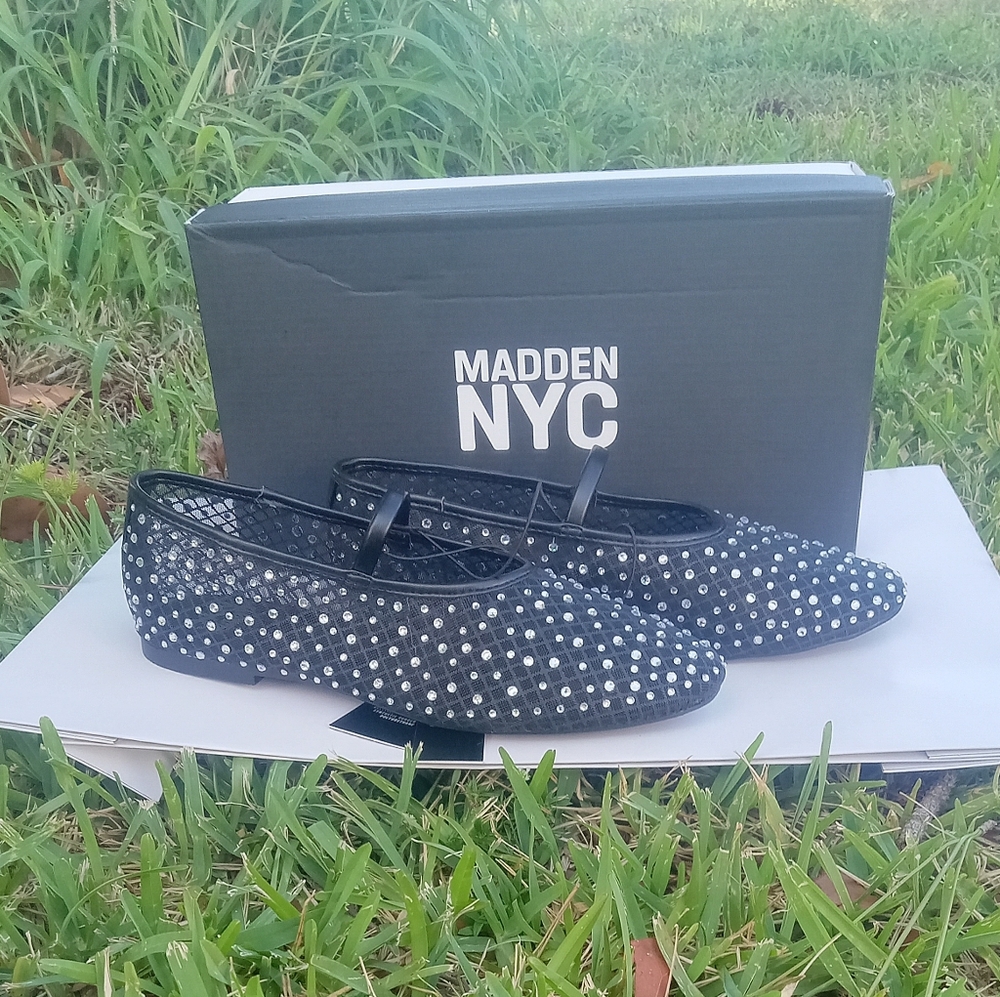 Madden NYC Black Mesh Studded Flats - Picture 3 of 8